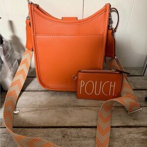 Rae Dunn Orange Crossbody Bag with Matching Pouch